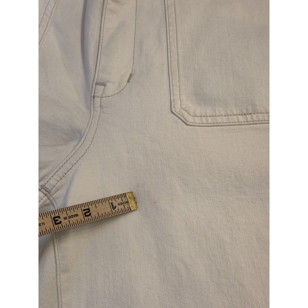 Madewell Emmett Wide Leg Jeans Patch Pocket Ivory 32 High Rise Raw Edge Hem Read - Picture 10 of 13